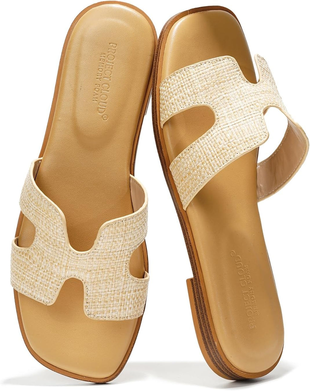 Project Cloud 100% Genuine Leather Sandals for Women 2026 - Fashion Flat Womens Sandals with Memory Foam Insole Slides Sandals Women Footwear - Mules Women's Sandals (Jannel)