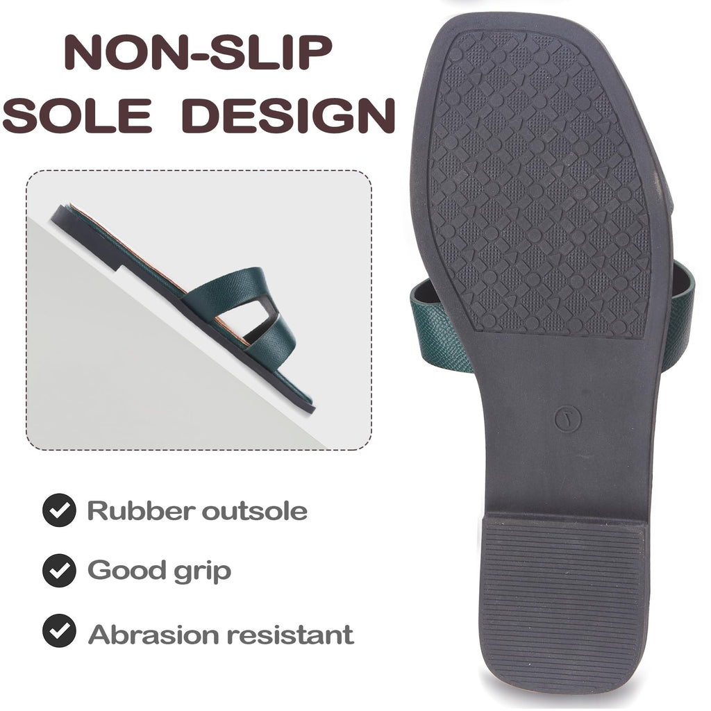 Sandals for Women 2026 Dressy Slides Flat Open Toe Comfortable Soft Leather Slip On Ladies Casual Wide Width Cute Trendy Shoes Summer Beach