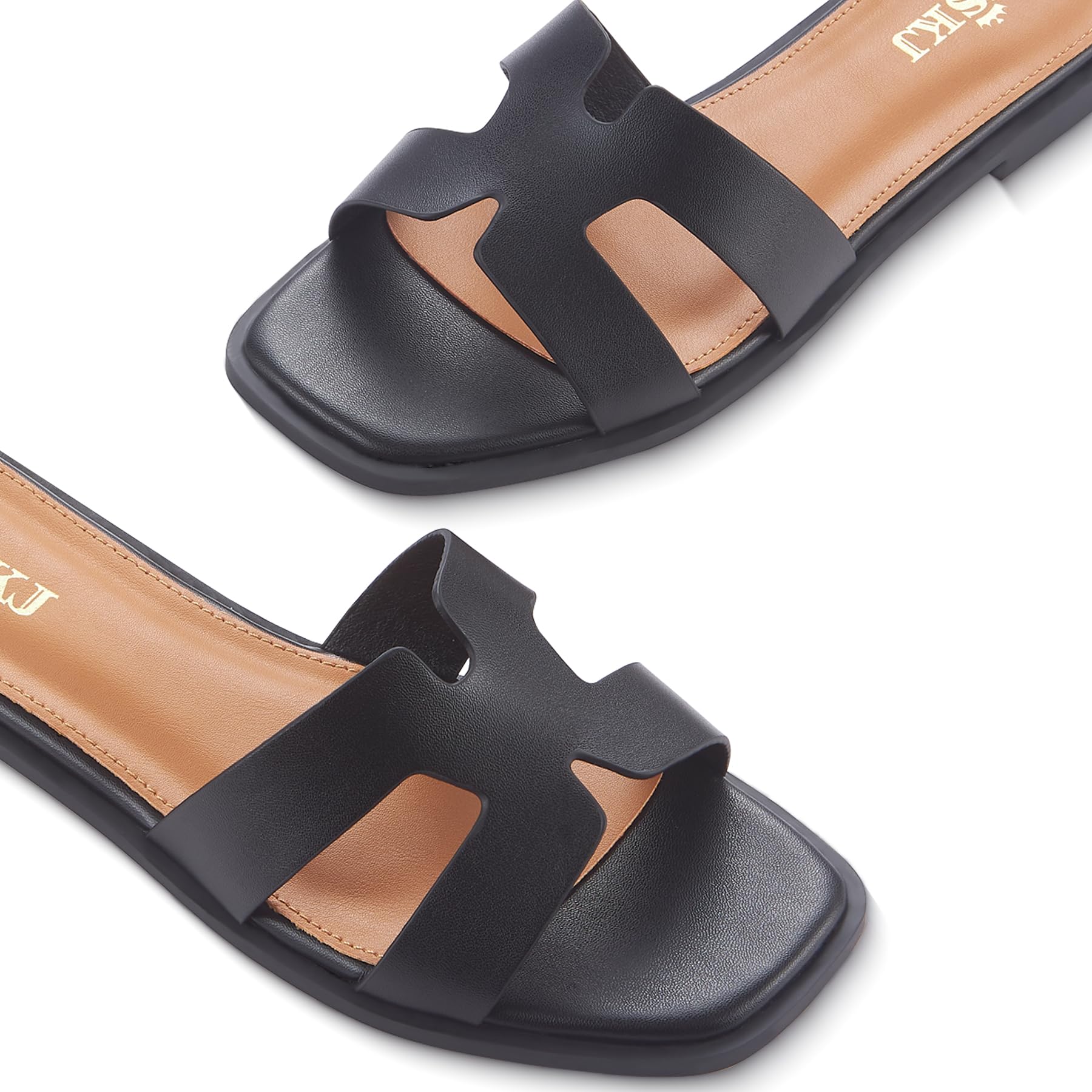 Sandals for Women 2026 Dressy Slides Flat Open Toe Comfortable Soft Leather Slip On Ladies Casual Wide Width Cute Trendy Shoes Summer Beach