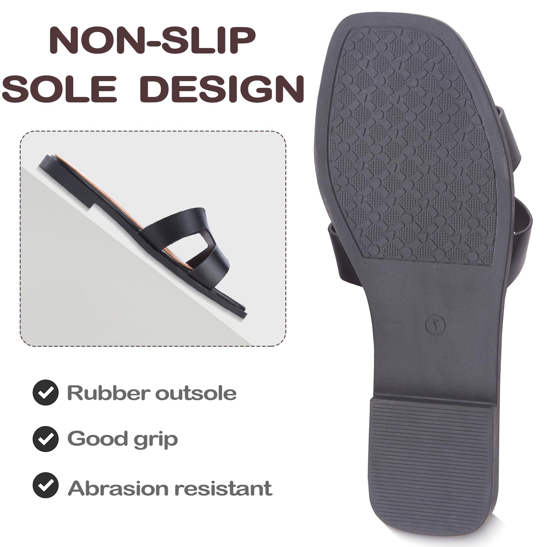 Sandals for Women 2026 Dressy Slides Flat Open Toe Comfortable Soft Leather Slip On Ladies Casual Wide Width Cute Trendy Shoes Summer Beach