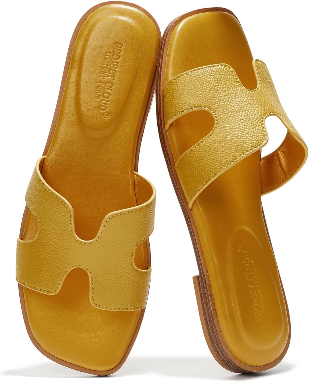 Project Cloud 100% Genuine Leather Sandals for Women 2026 - Fashion Flat Womens Sandals with Memory Foam Insole Slides Sandals Women Footwear - Mules Women's Sandals (Jannel)