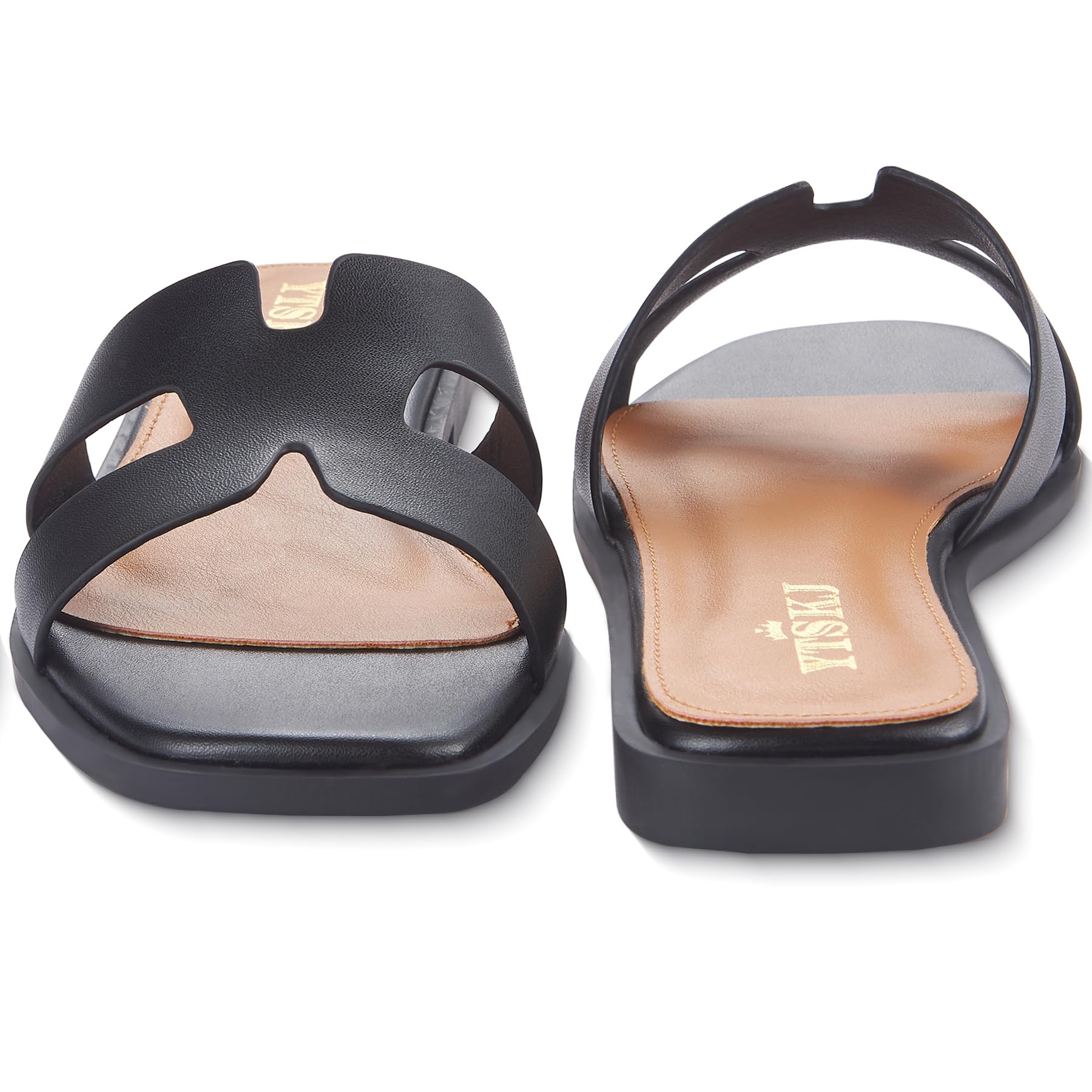 Sandals for Women 2026 Dressy Slides Flat Open Toe Comfortable Soft Leather Slip On Ladies Casual Wide Width Cute Trendy Shoes Summer Beach