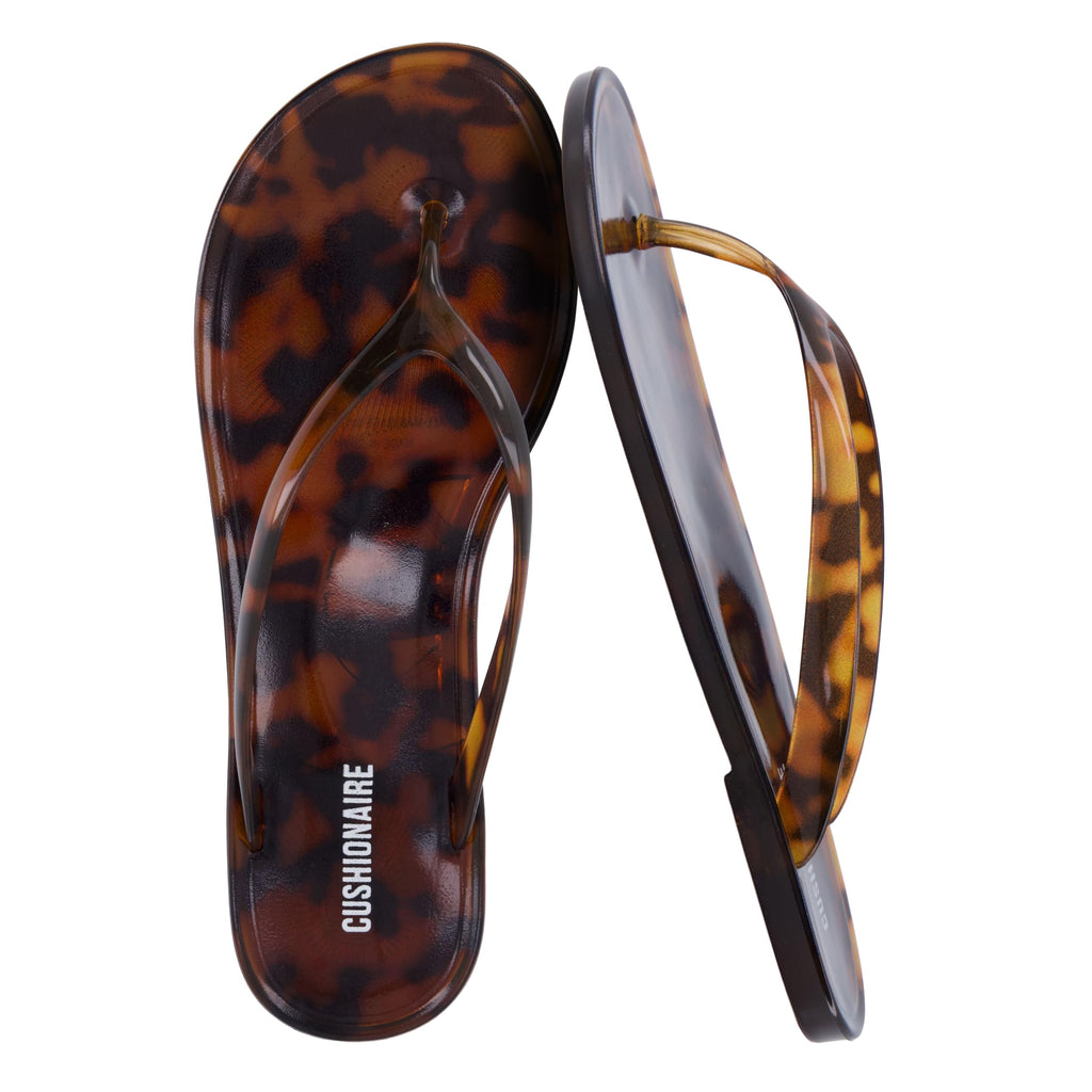 CUSHIONAIRE Splash Jelly Flip Flops for Women With Flexible Sole, Soft Footbed Summer Sandals for Women