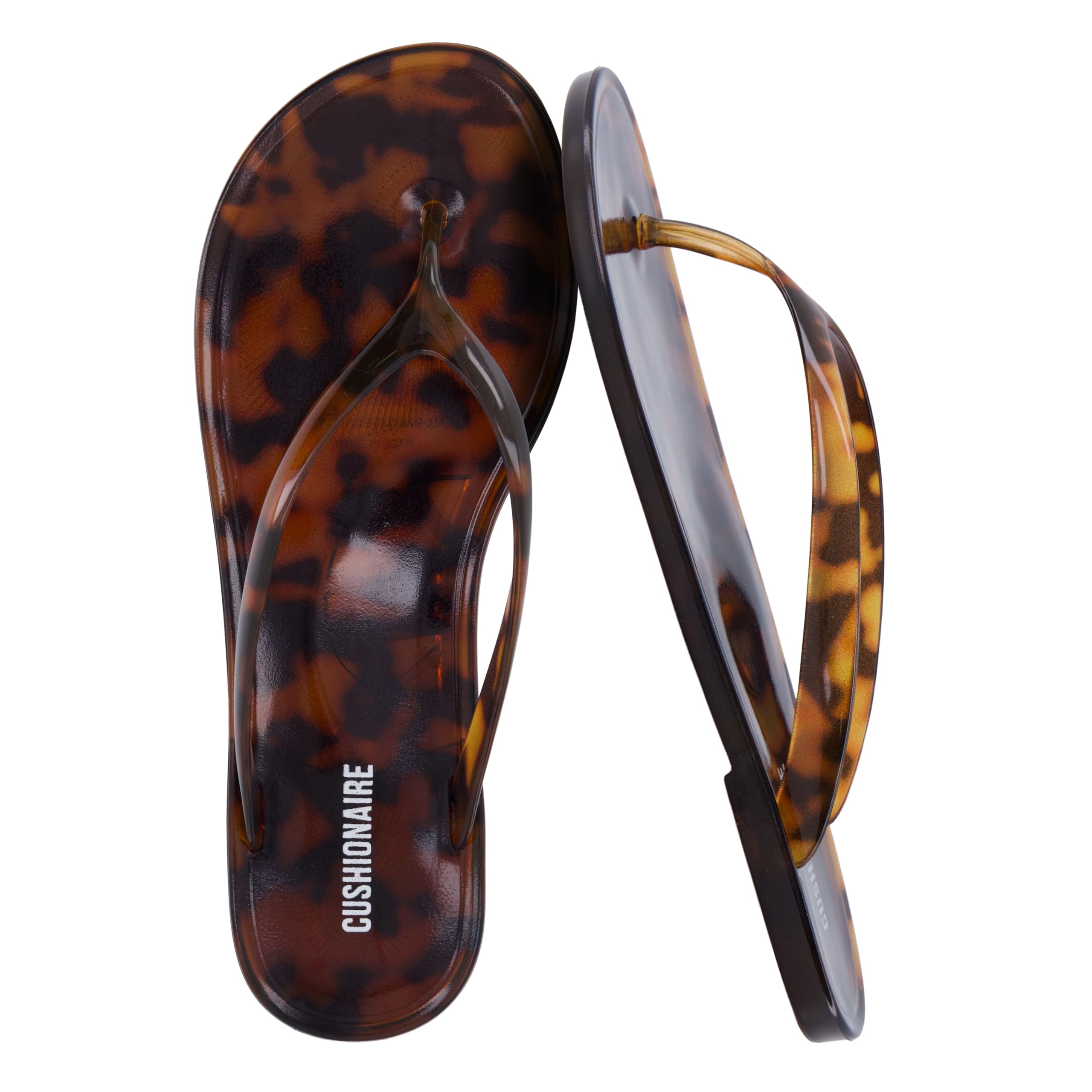 CUSHIONAIRE Splash Jelly Flip Flops for Women With Flexible Sole, Soft Footbed Summer Sandals for Women