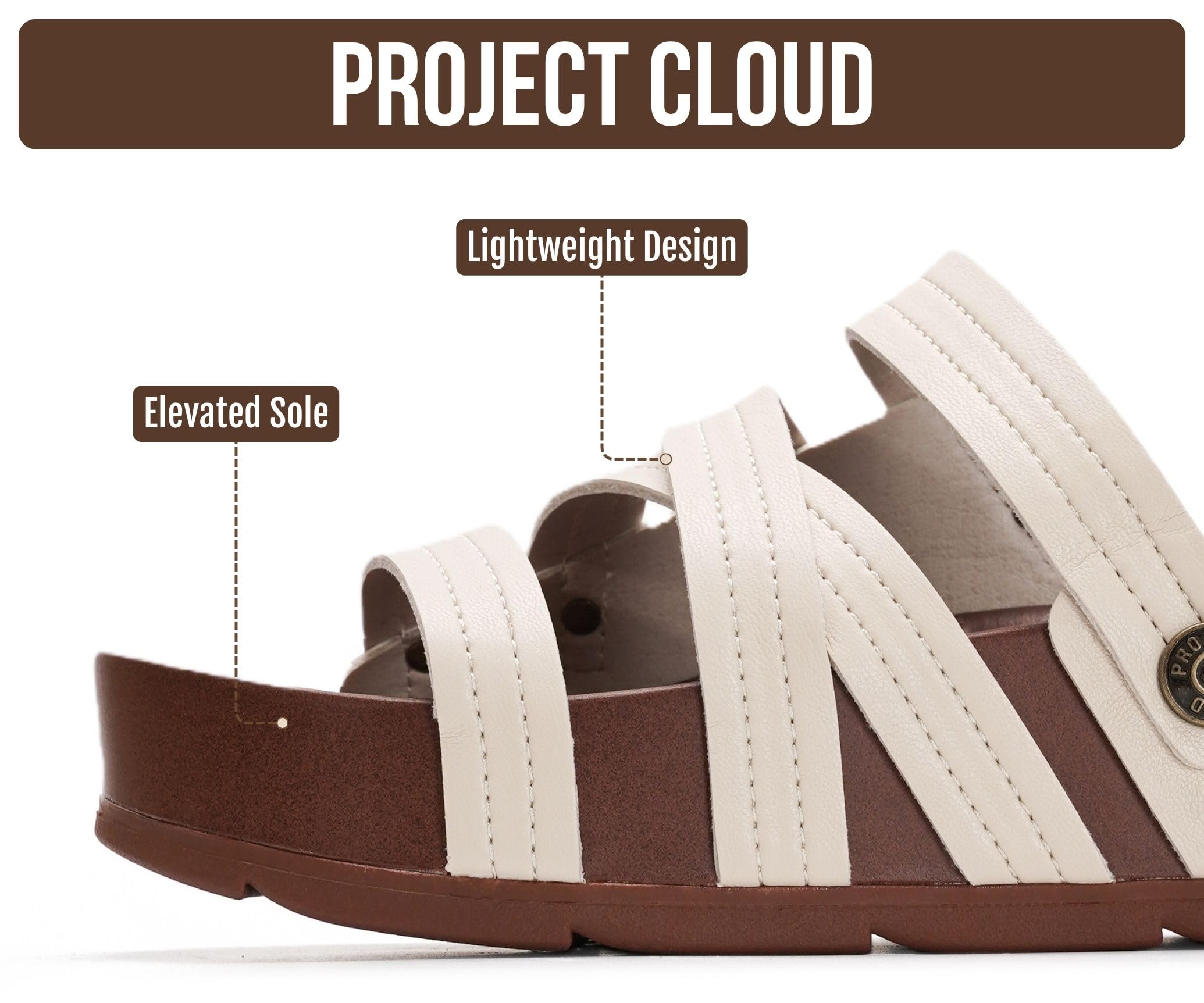 Project Cloud 100% Genuine Leather Platform Sandals Women – Strappy Wedges with Comfortable Plush Insole – Lightweight & Non Slip Wedge Sandals for Women 2026