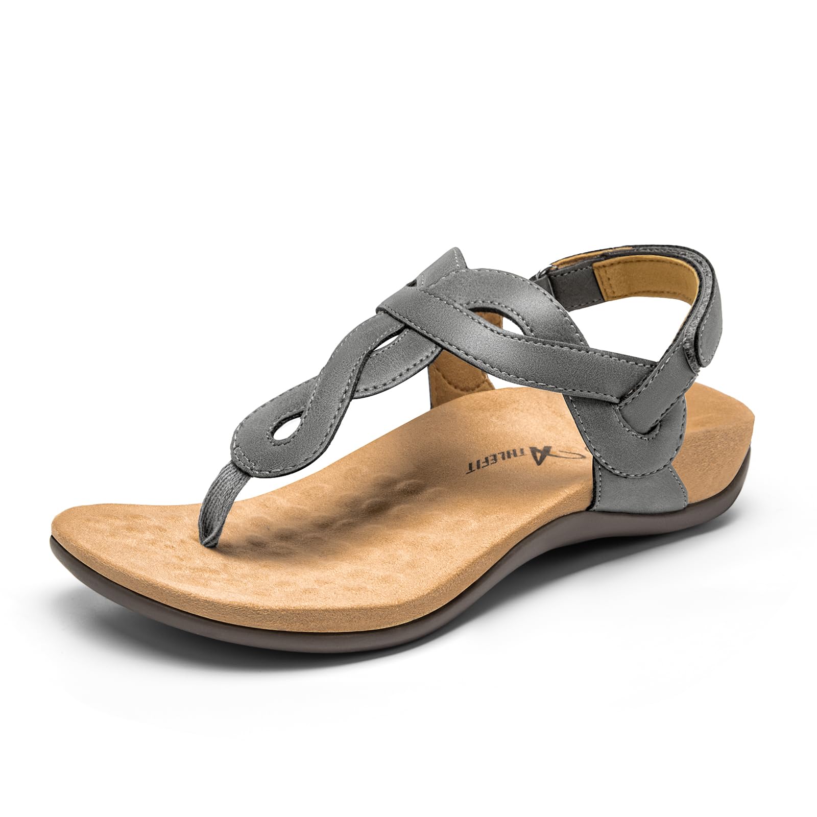 Athlefit Women's Orthopedic Arch Support Sandals Comfortable Thong T-Strap Orthotic Casual Flat Sandals
