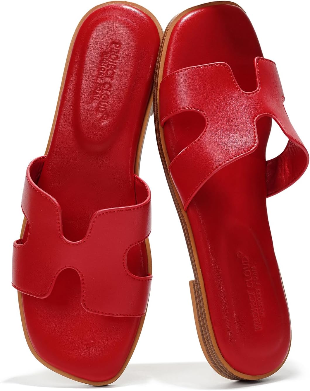 Project Cloud 100% Genuine Leather Sandals for Women 2026 - Fashion Flat Womens Sandals with Memory Foam Insole Slides Sandals Women Footwear - Mules Women's Sandals (Jannel)