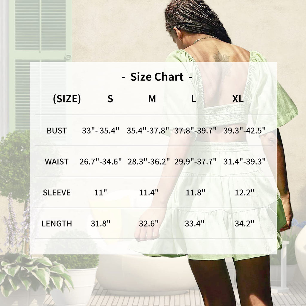 Senllen Womens Summer Dresses 2026 Short-Sleeve Square Neck Mini Dress Crossover Elastic Waist Casual Party Tiered Dress