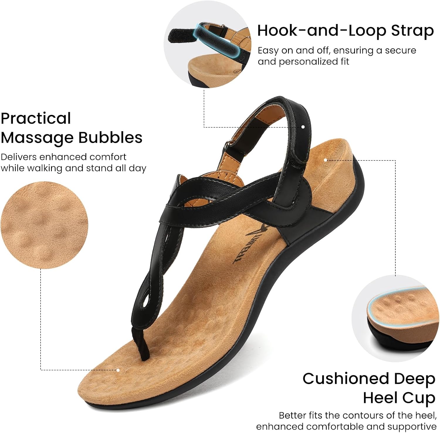 Athlefit Women's Orthopedic Arch Support Sandals Comfortable Thong T-Strap Orthotic Casual Flat Sandals