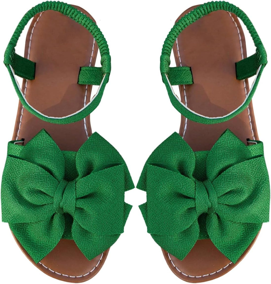 GORGLITTER Women's Bow Flat Sandals Dressy Formal Cute Strappy Ankle Strap Open Toe Summer Beach Sandals 2026