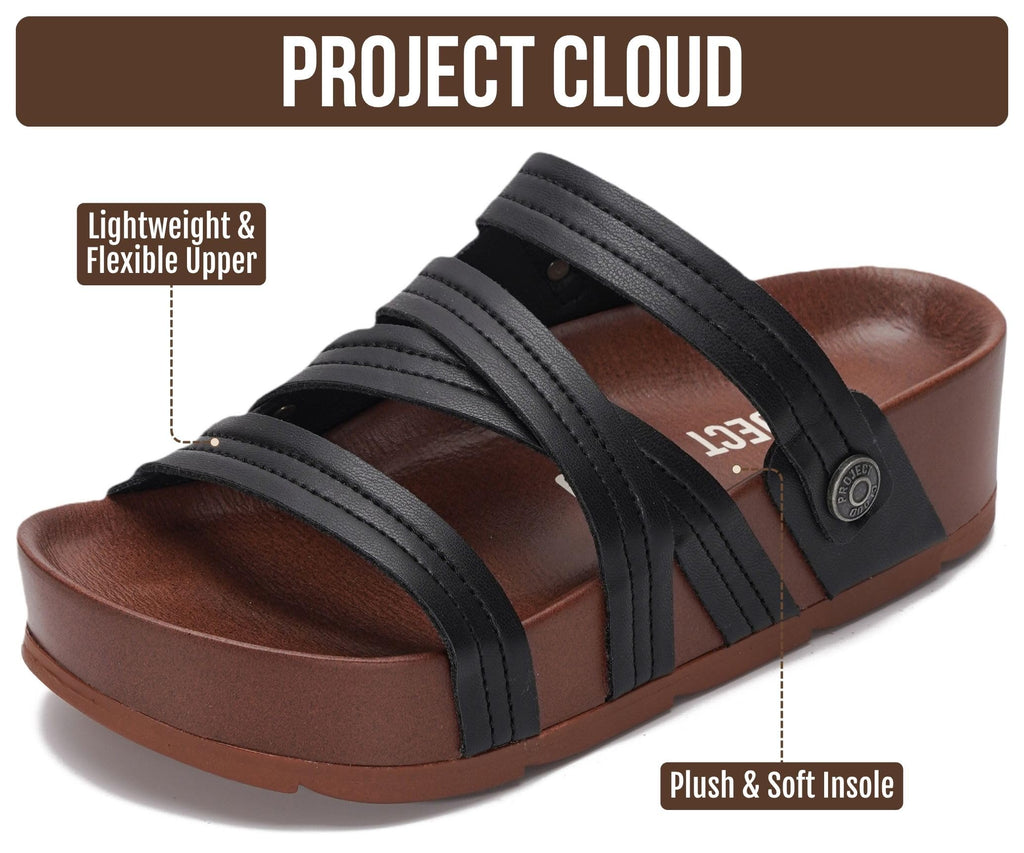 Project Cloud 100% Genuine Leather Platform Sandals Women – Strappy Wedges with Comfortable Plush Insole – Lightweight & Non Slip Wedge Sandals for Women 2026
