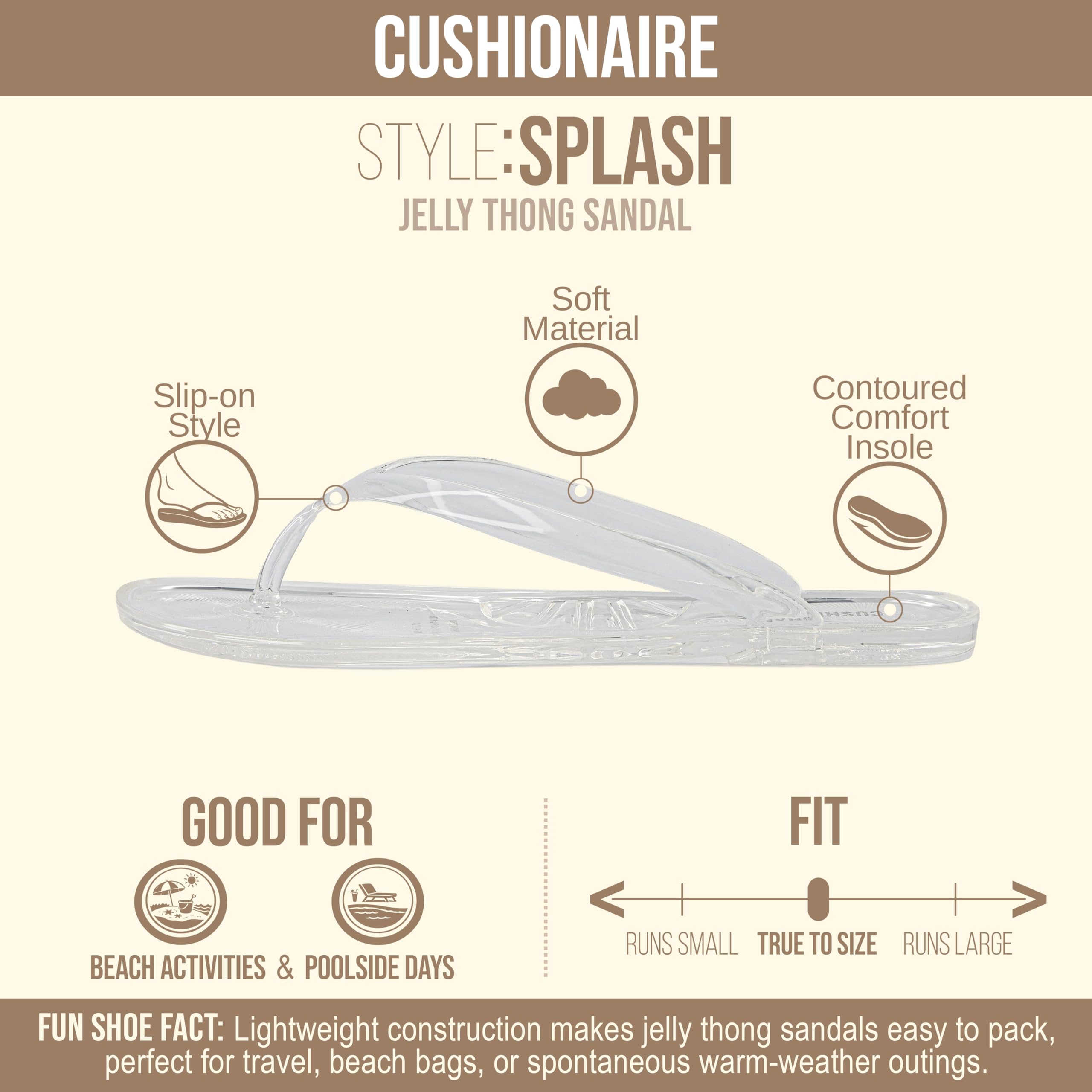 CUSHIONAIRE Splash Jelly Flip Flops for Women With Flexible Sole, Soft Footbed Summer Sandals for Women