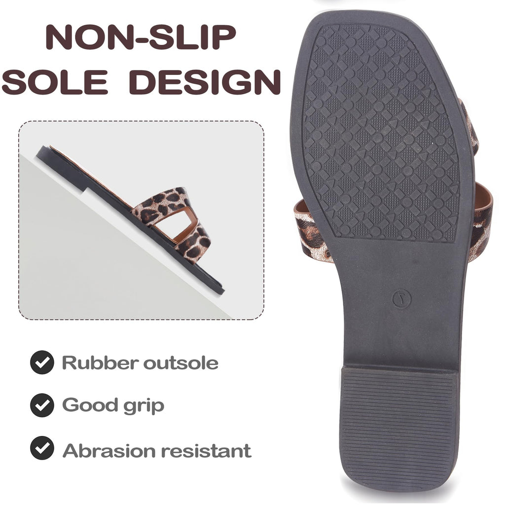 Sandals for Women 2026 Dressy Slides Flat Open Toe Comfortable Soft Leather Slip On Ladies Casual Wide Width Cute Trendy Shoes Summer Beach