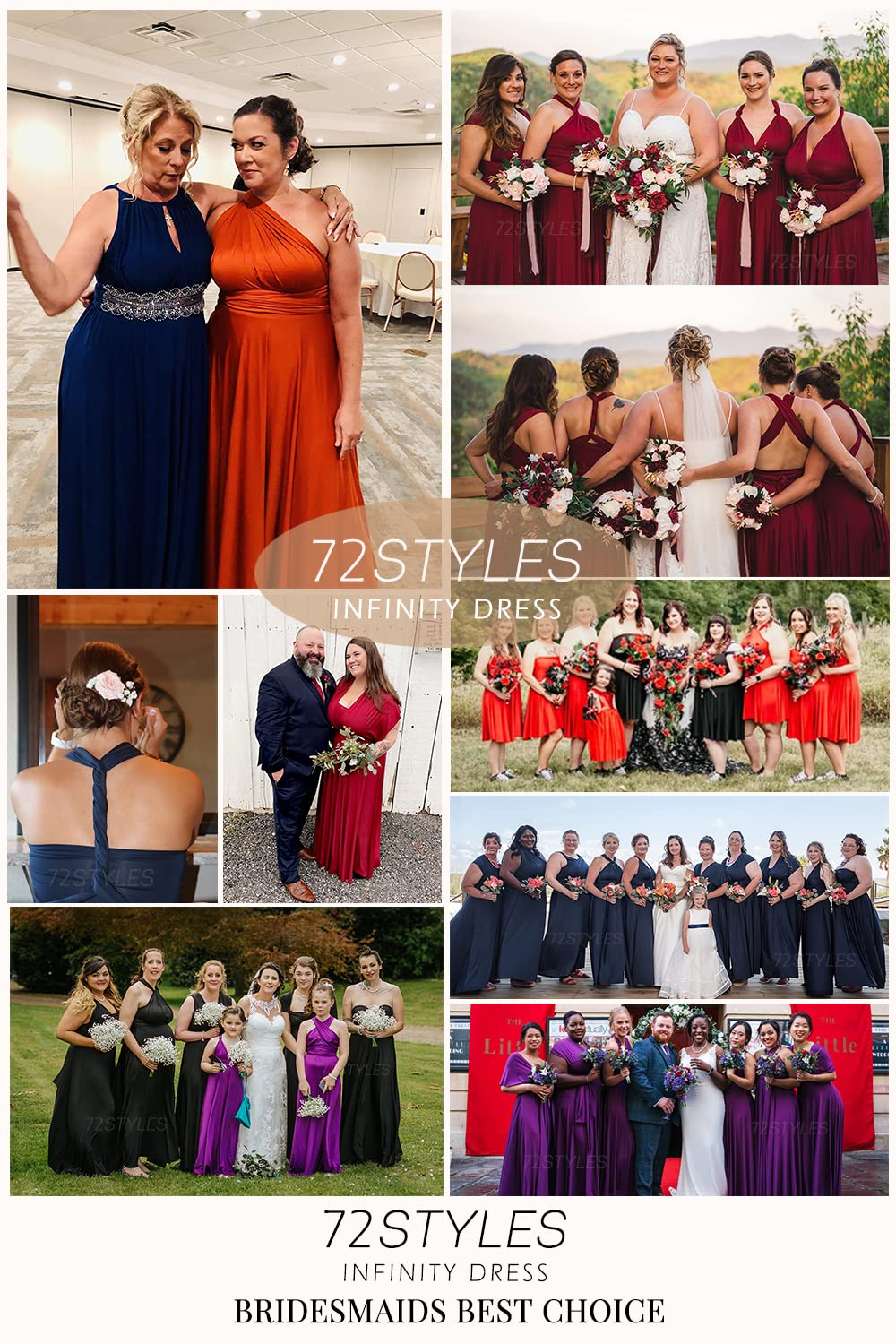 72styles Infinity Dress with Bandeau, Convertible Bridesmaid Dress, Long, Plus Size, Multi-Way Dress, Twist Wrap Dress