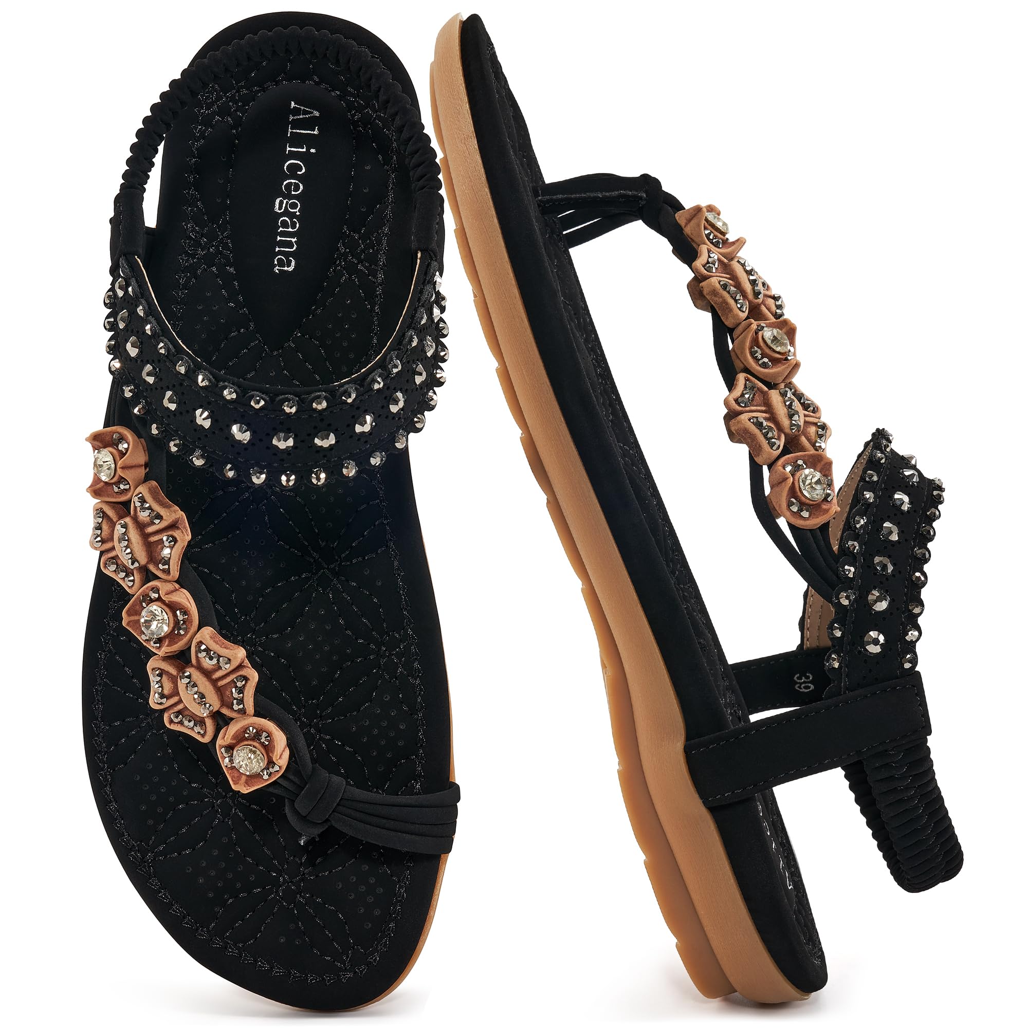 Alicegana Womens Sandals Dressy Flats: Bohemian Summer Comfortable Split Toe Shoes Walking Vacation Gladiator 2026