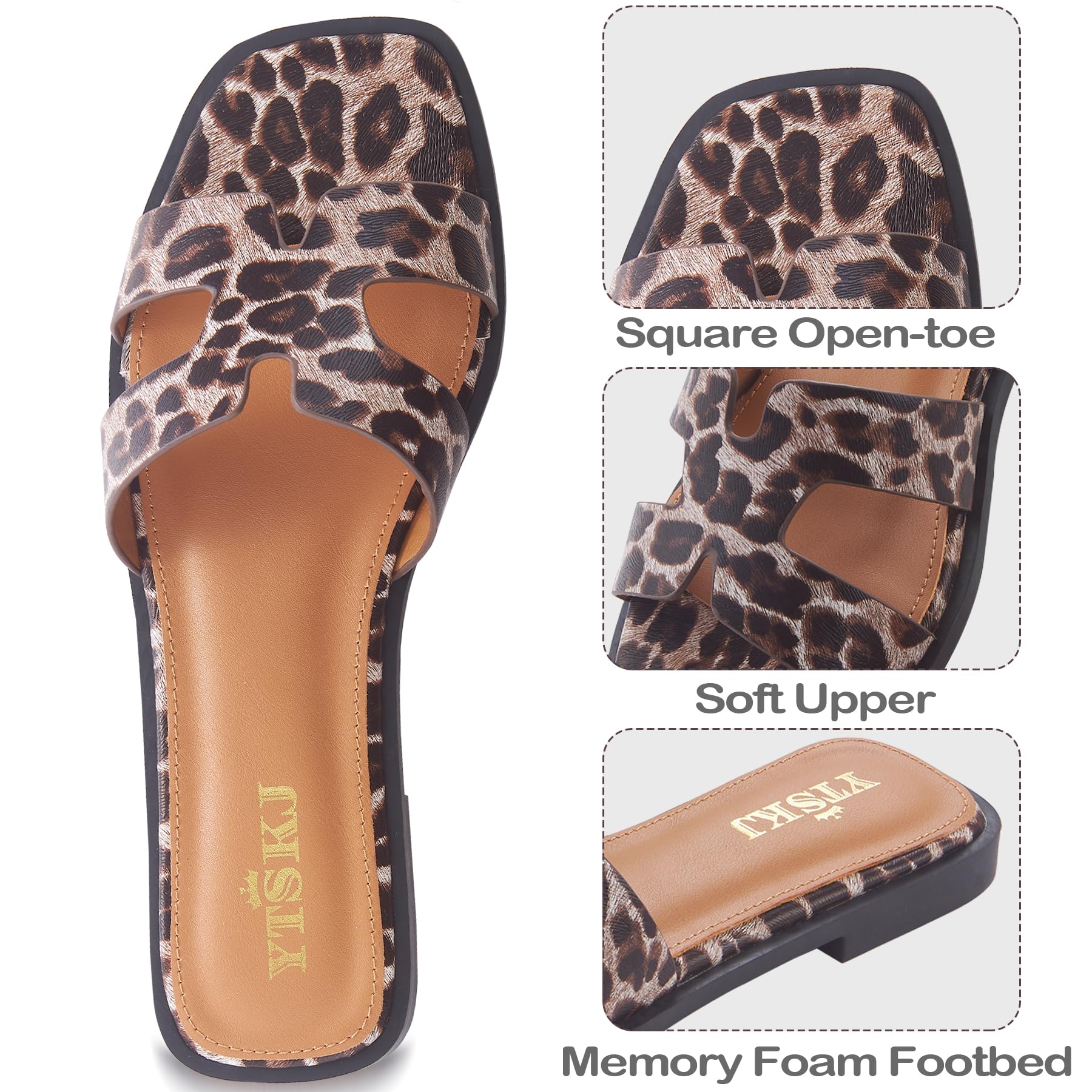 Sandals for Women 2026 Dressy Slides Flat Open Toe Comfortable Soft Leather Slip On Ladies Casual Wide Width Cute Trendy Shoes Summer Beach