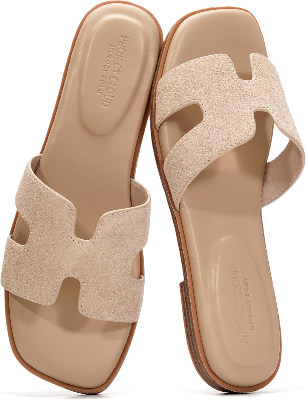 Project Cloud 100% Genuine Leather Sandals for Women 2026 - Fashion Flat Womens Sandals with Memory Foam Insole Slides Sandals Women Footwear - Mules Women's Sandals (Jannel)