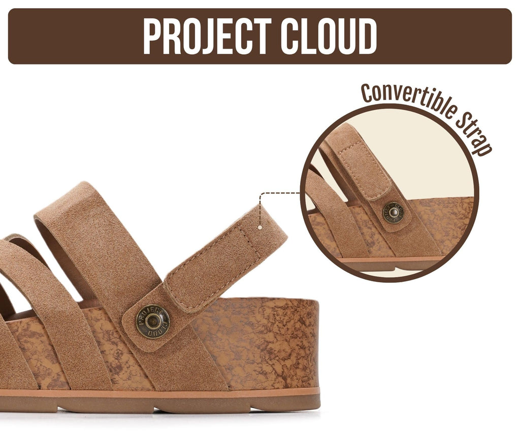 Project Cloud 100% Genuine Leather Platform Sandals Women – Strappy Wedges with Comfortable Plush Insole – Lightweight & Non Slip Wedge Sandals for Women 2026