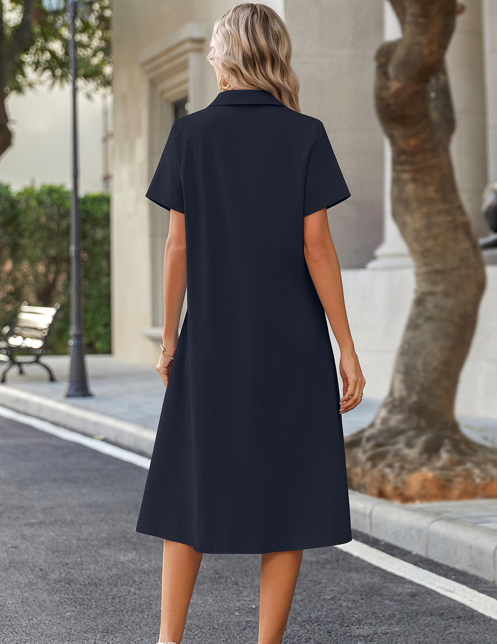 Zeagoo Summer Dresses for Women 2026 Button Down Shirt Dresses Aline Long Sundress Short Sleeve Beach Travel Cover Up