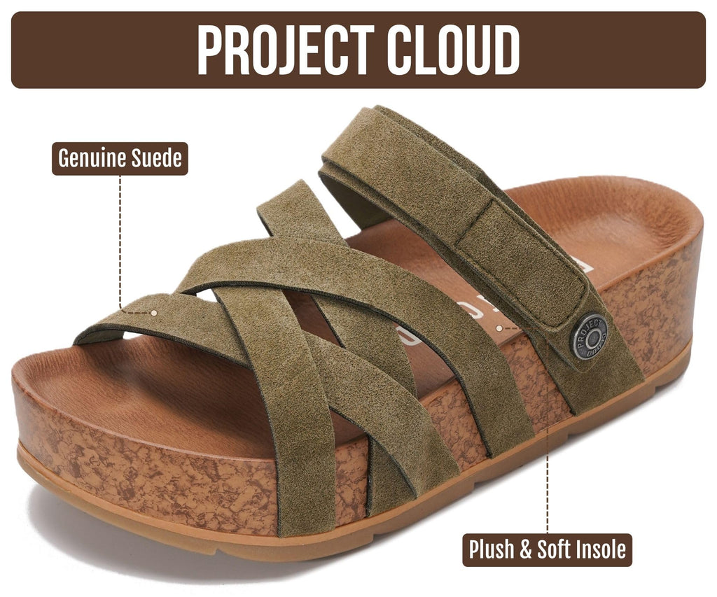 Project Cloud 100% Genuine Leather Platform Sandals Women – Strappy Wedges with Comfortable Plush Insole – Lightweight & Non Slip Wedge Sandals for Women 2026