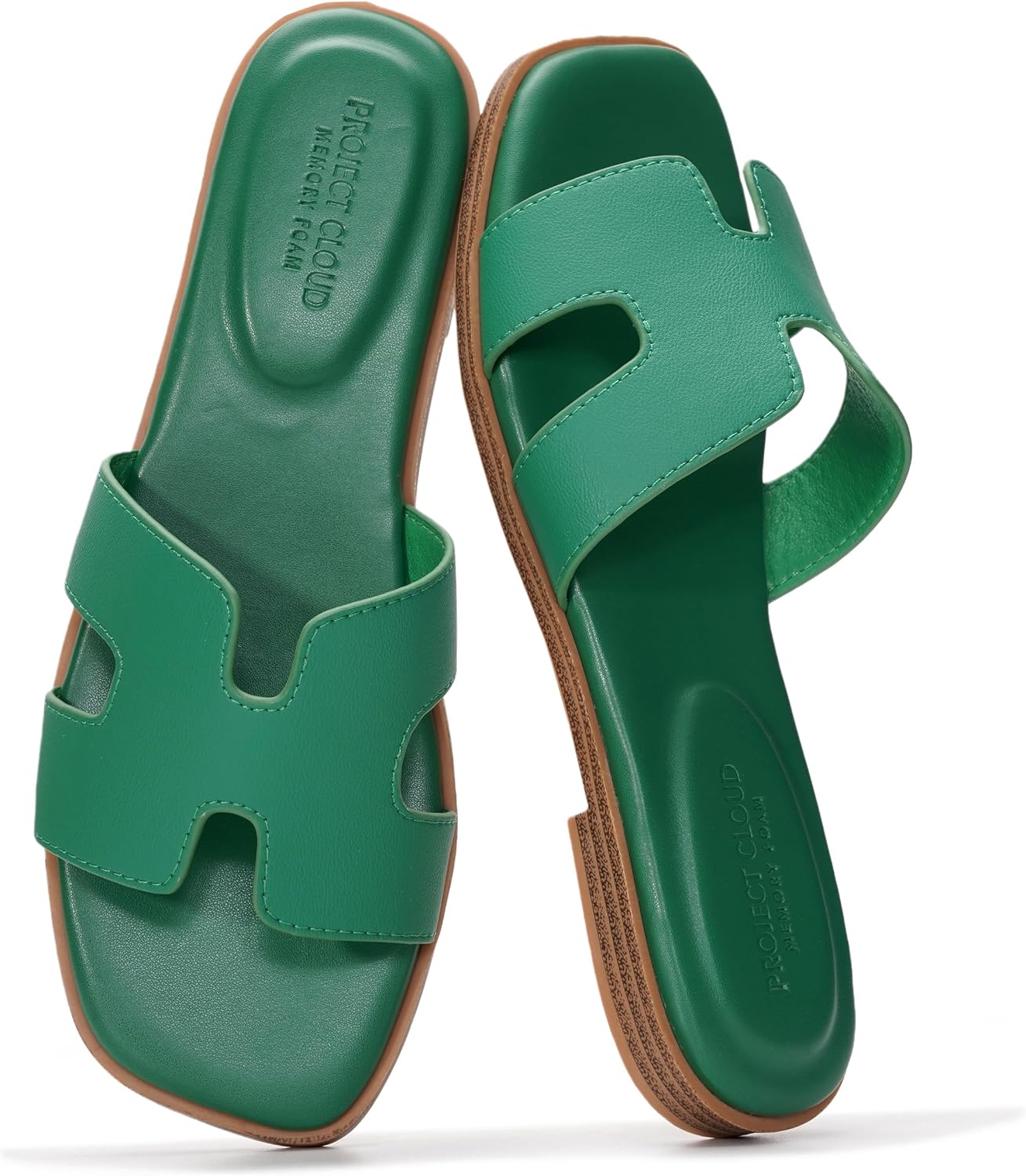 Project Cloud 100% Genuine Leather Sandals for Women 2026 - Fashion Flat Womens Sandals with Memory Foam Insole Slides Sandals Women Footwear - Mules Women's Sandals (Jannel)