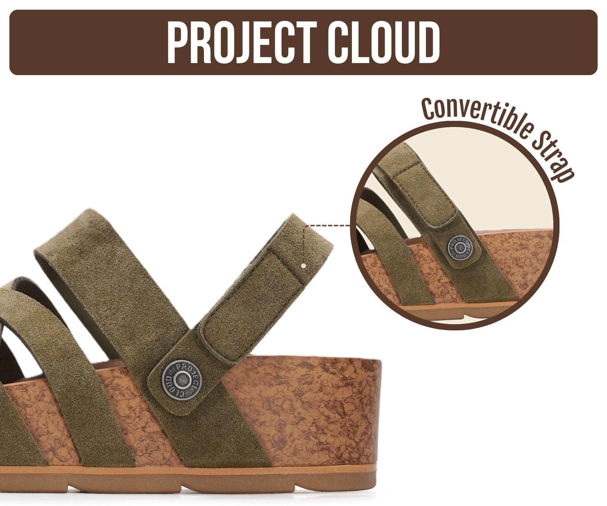 Project Cloud 100% Genuine Leather Platform Sandals Women – Strappy Wedges with Comfortable Plush Insole – Lightweight & Non Slip Wedge Sandals for Women 2026