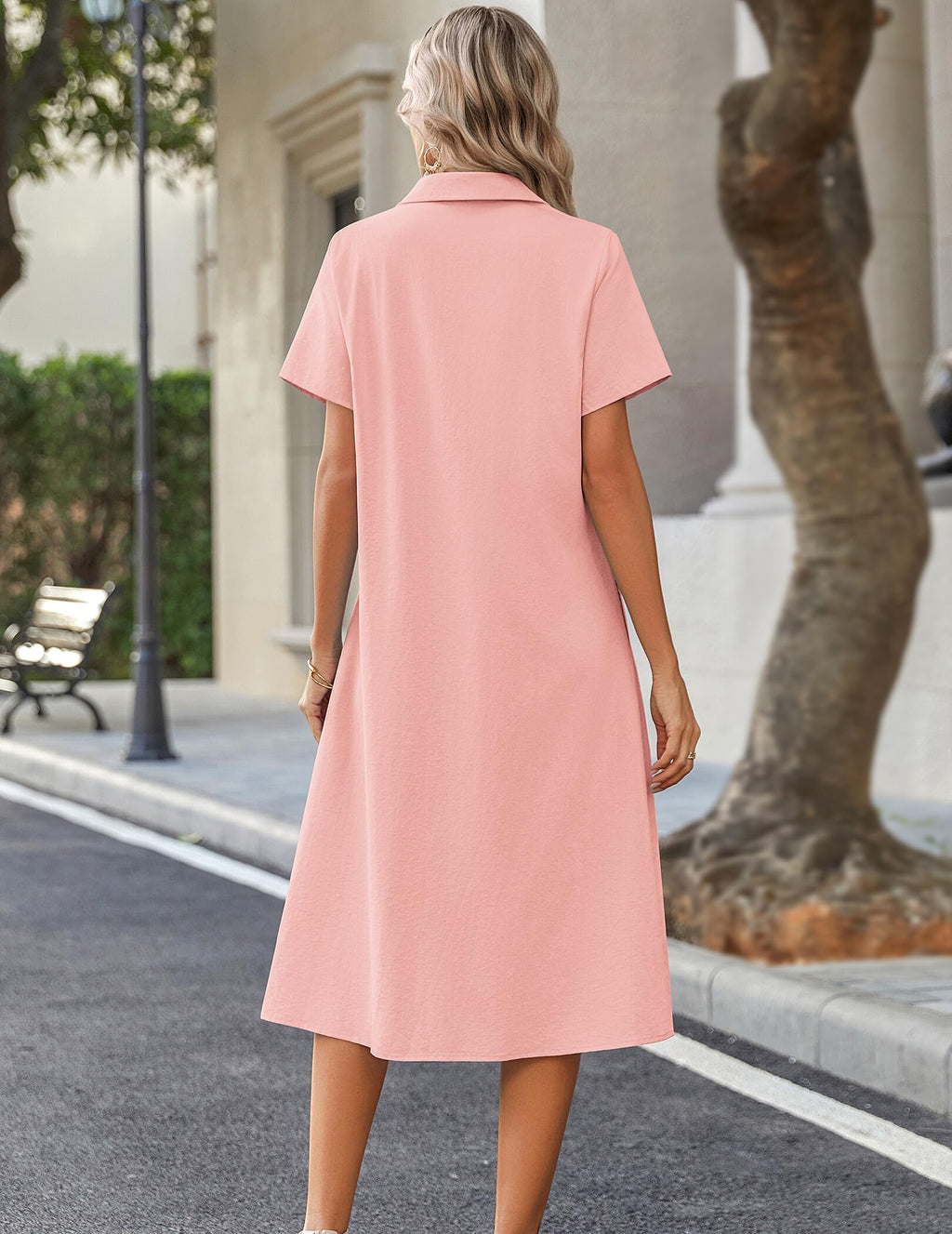 Zeagoo Summer Dresses for Women 2026 Button Down Shirt Dresses Aline Long Sundress Short Sleeve Beach Travel Cover Up
