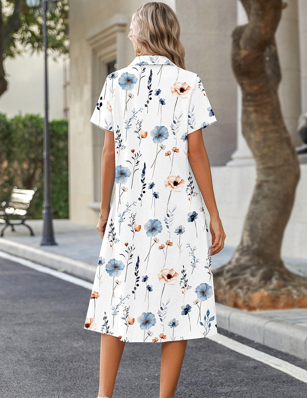 Zeagoo Summer Dresses for Women 2026 Button Down Shirt Dresses Aline Long Sundress Short Sleeve Beach Travel Cover Up
