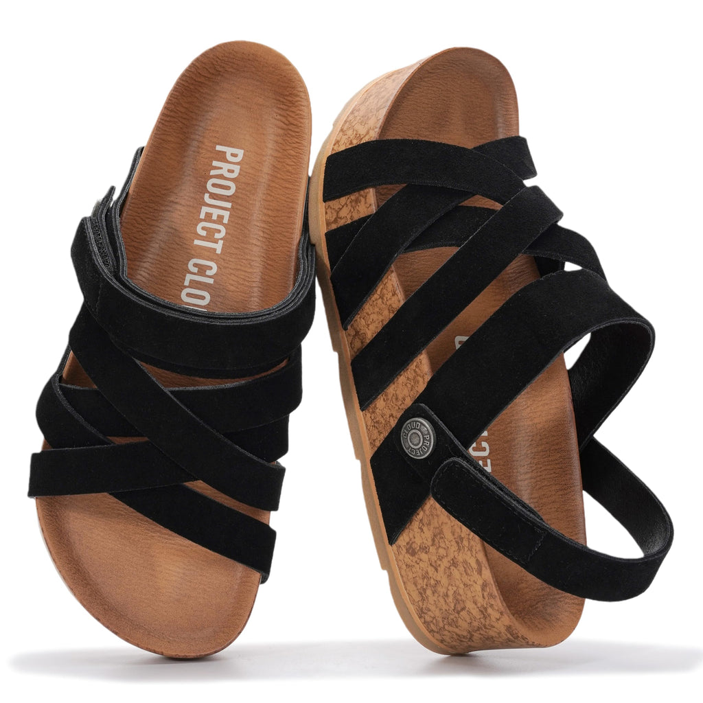 Project Cloud 100% Genuine Leather Platform Sandals Women – Strappy Wedges with Comfortable Plush Insole – Lightweight & Non Slip Wedge Sandals for Women 2026