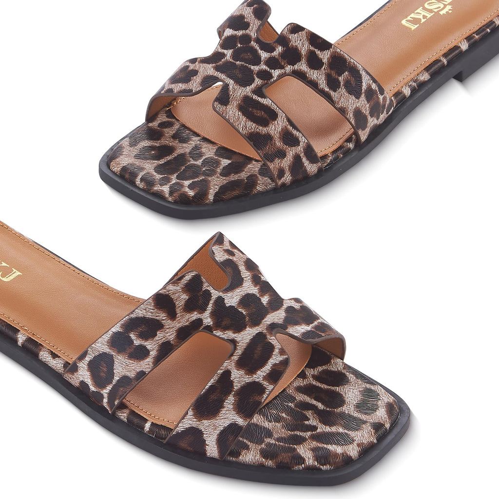Sandals for Women 2026 Dressy Slides Flat Open Toe Comfortable Soft Leather Slip On Ladies Casual Wide Width Cute Trendy Shoes Summer Beach