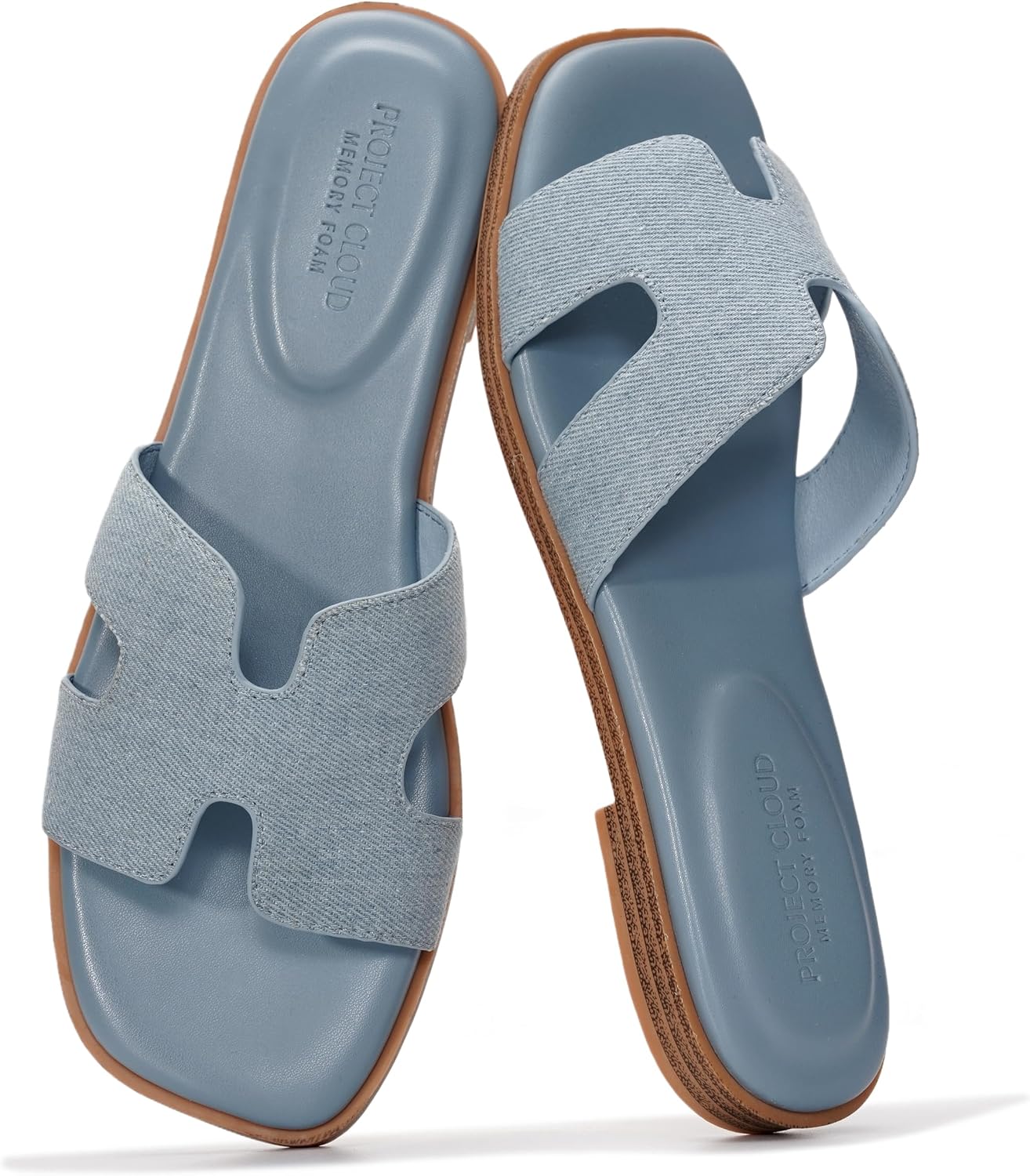 Project Cloud 100% Genuine Leather Sandals for Women 2026 - Fashion Flat Womens Sandals with Memory Foam Insole Slides Sandals Women Footwear - Mules Women's Sandals (Jannel)
