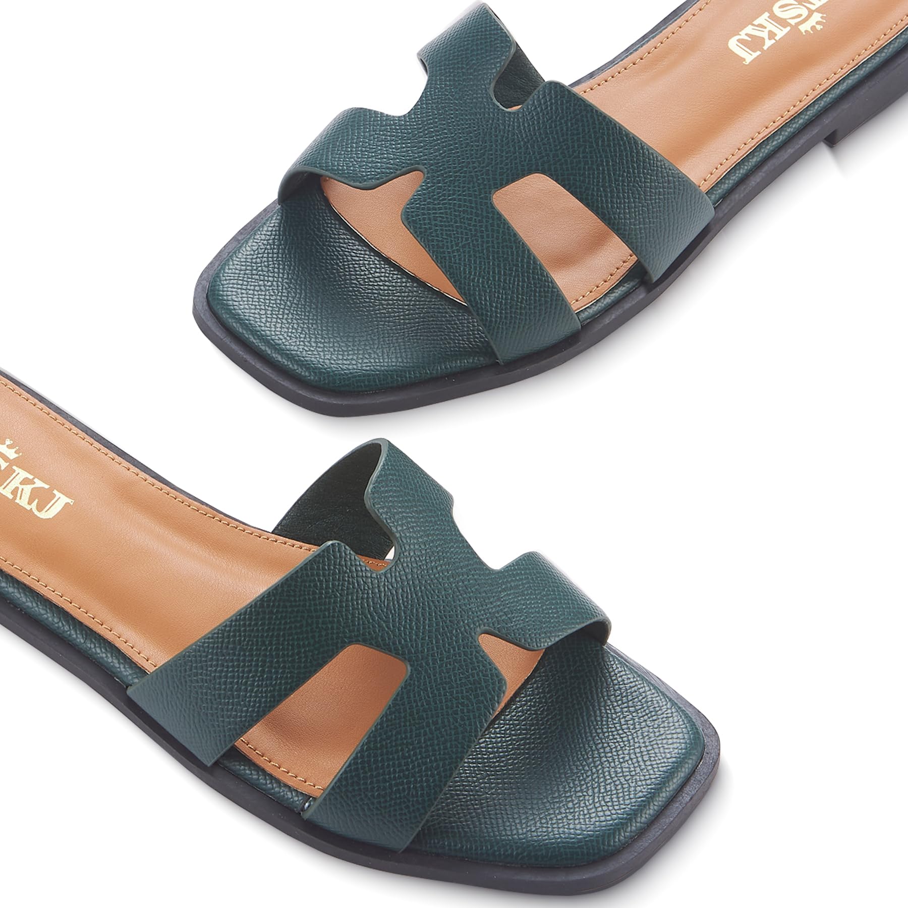 Sandals for Women 2026 Dressy Slides Flat Open Toe Comfortable Soft Leather Slip On Ladies Casual Wide Width Cute Trendy Shoes Summer Beach