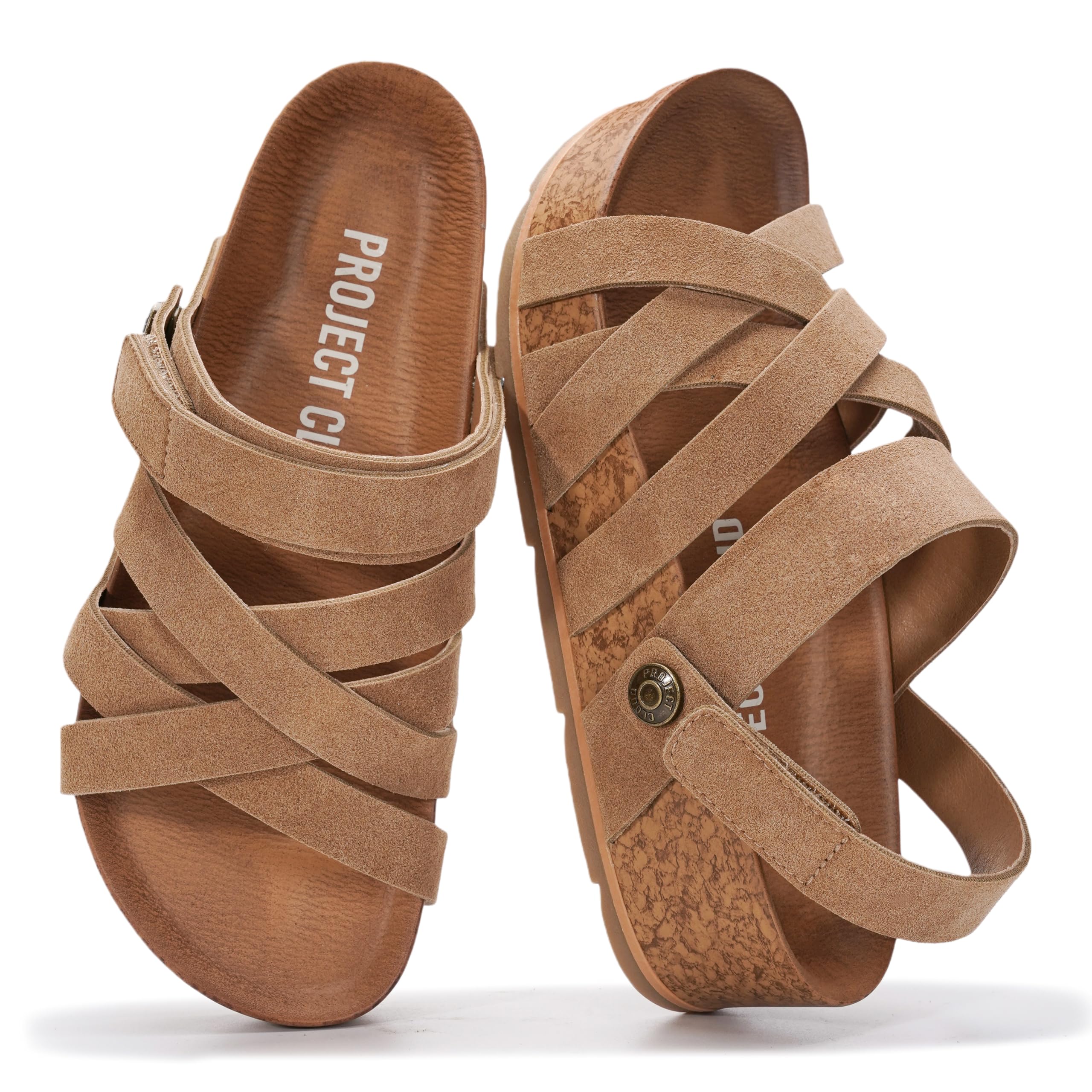 Project Cloud 100% Genuine Leather Platform Sandals Women – Strappy Wedges with Comfortable Plush Insole – Lightweight & Non Slip Wedge Sandals for Women 2026