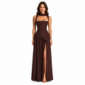Women's Draped Satin Cocktail Maxi Dress – Sculpted Elegant Silhouette