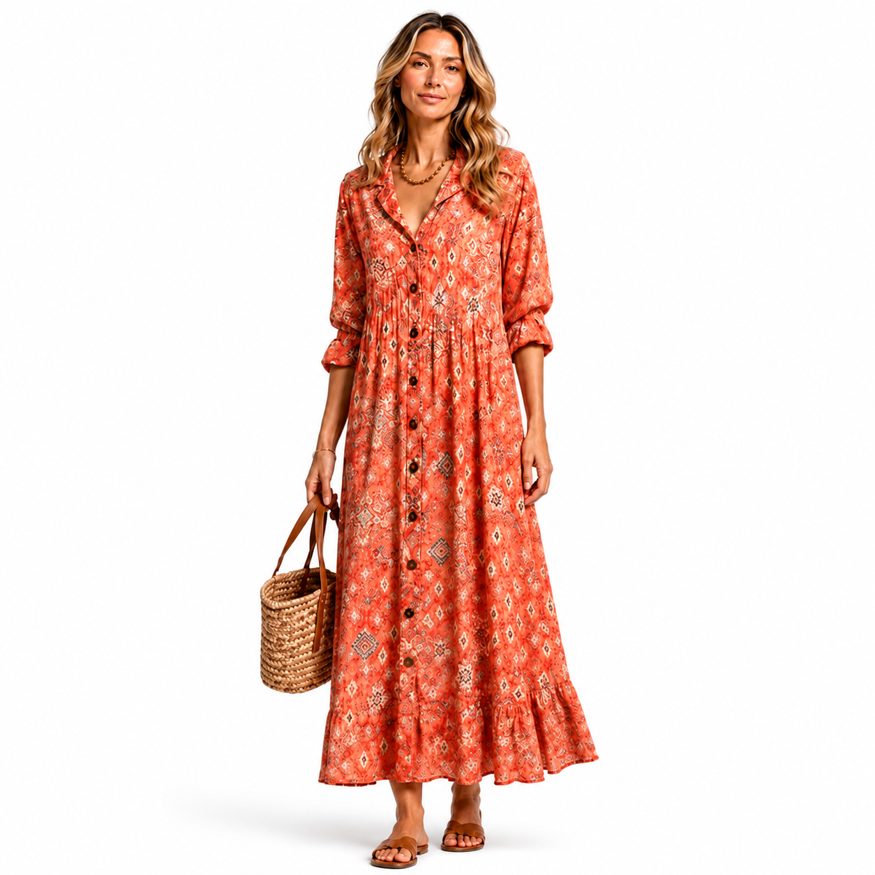 Women's Printed Shirt Dress – Relaxed Flattering Fit