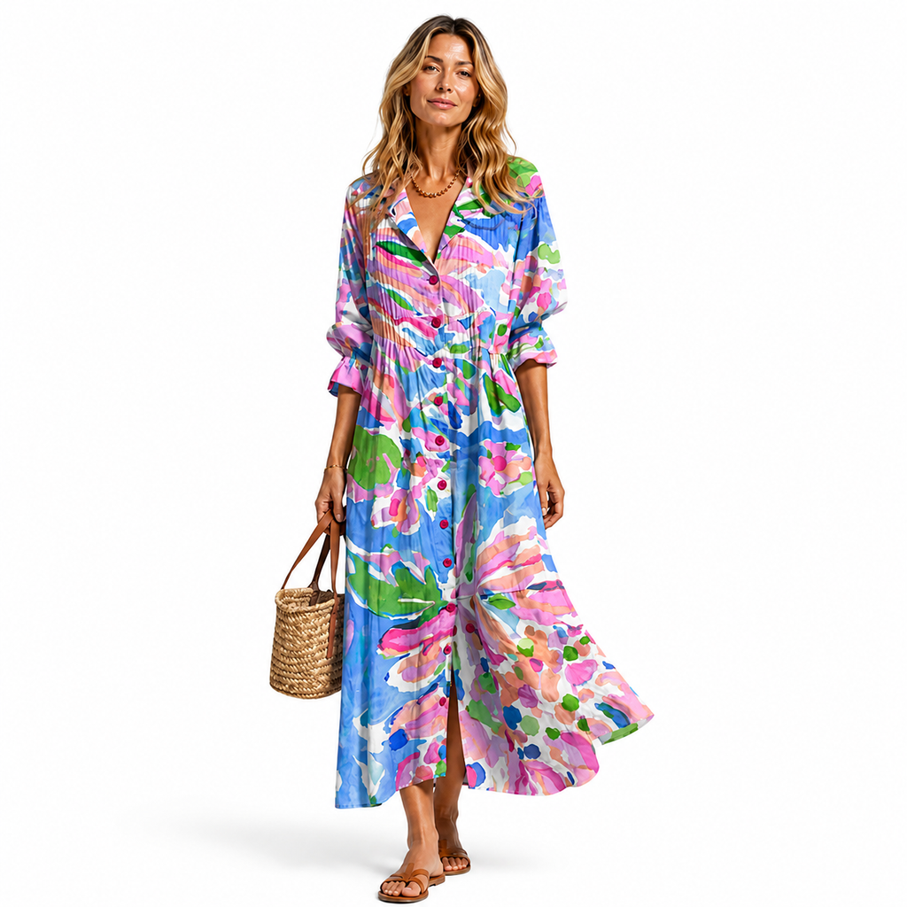 Women's Printed Shirt Dress – Relaxed Flattering Fit