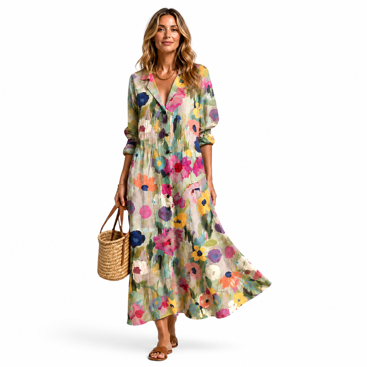 Women's Printed Shirt Dress – Relaxed Flattering Fit