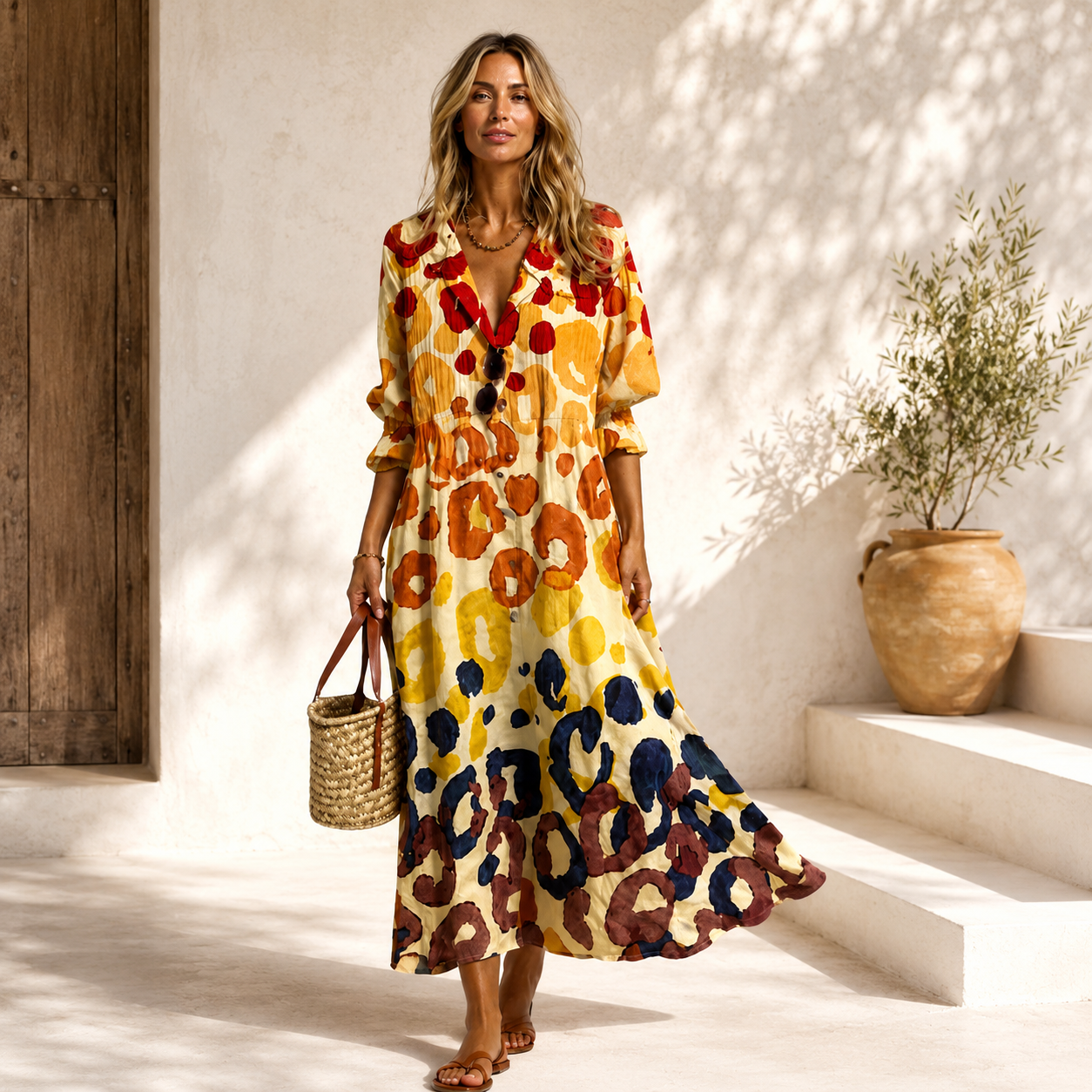 Women's Printed Shirt Dress – Relaxed Flattering Fit