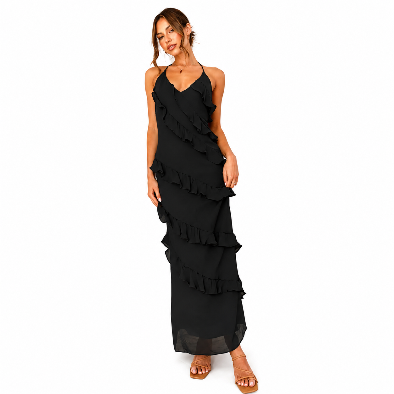 Women's Ruffle Maxi Dress – Elegant Summer Dress