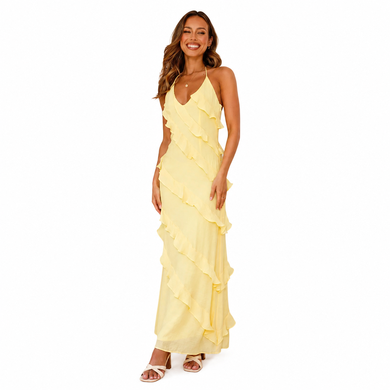Women's Ruffle Maxi Dress – Elegant Summer Dress