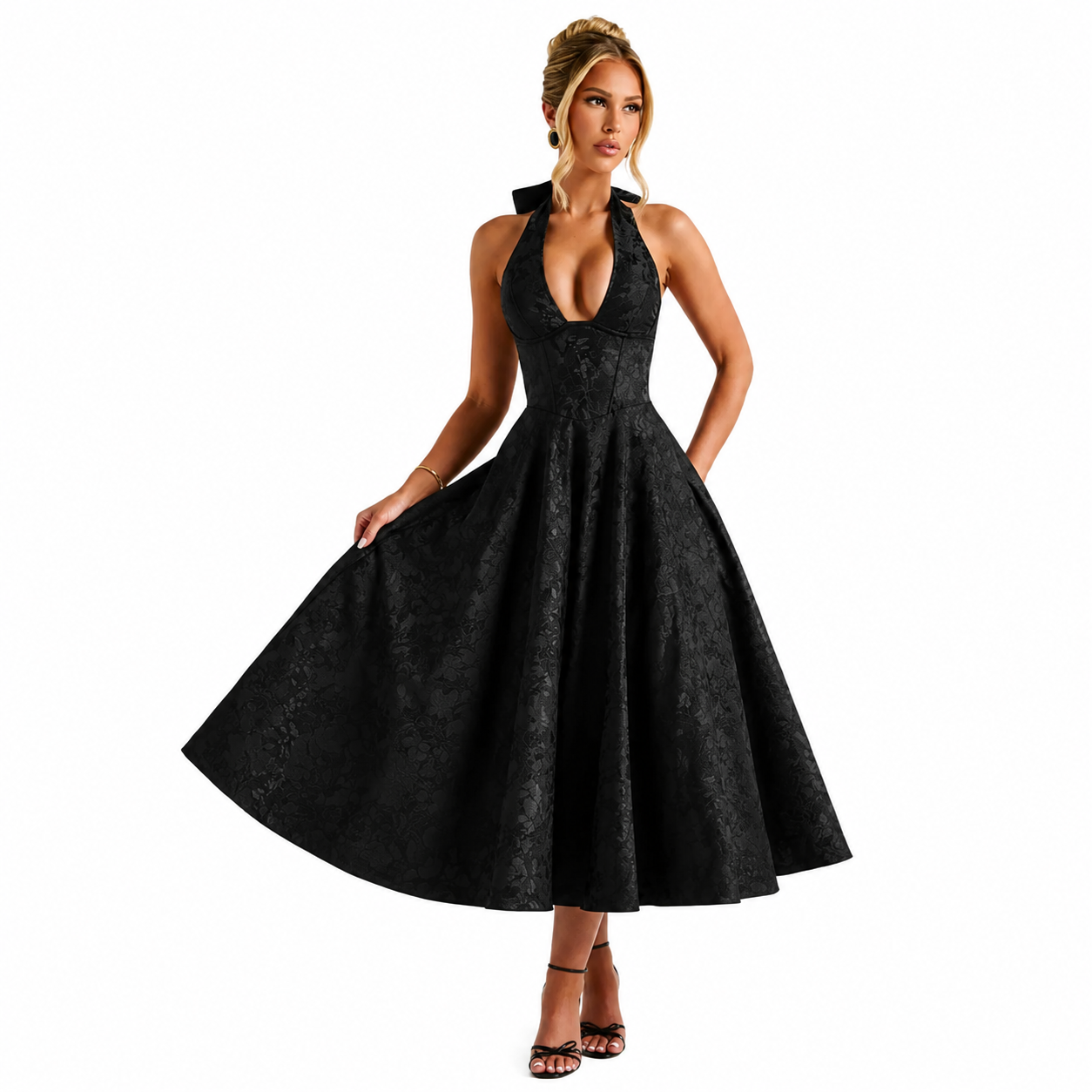 Women's Sleeveless A-Line Midi Dress – Office & Everyday Wear