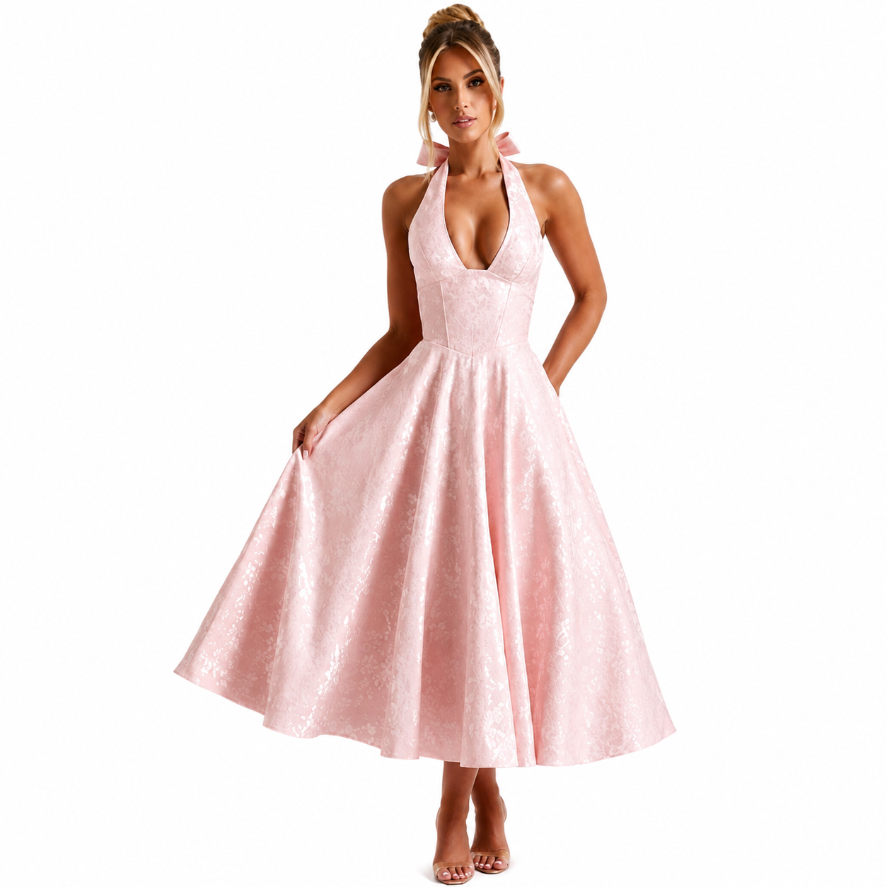 Women's Sleeveless A-Line Midi Dress – Office & Everyday Wear
