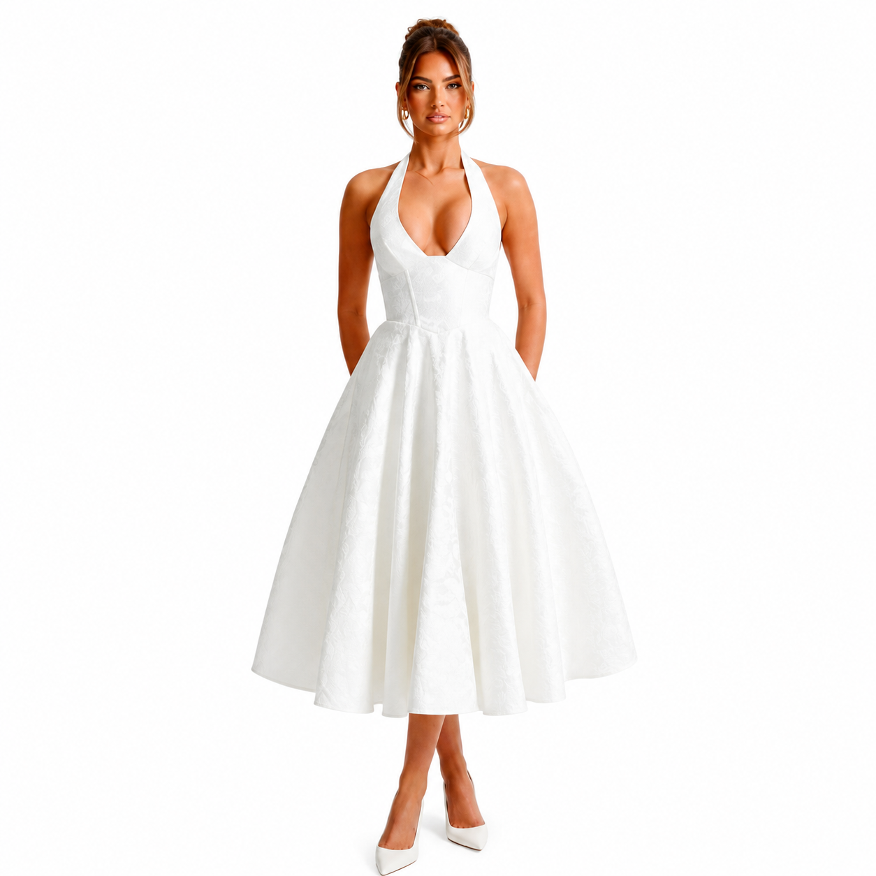 Women's Sleeveless A-Line Midi Dress – Office & Everyday Wear