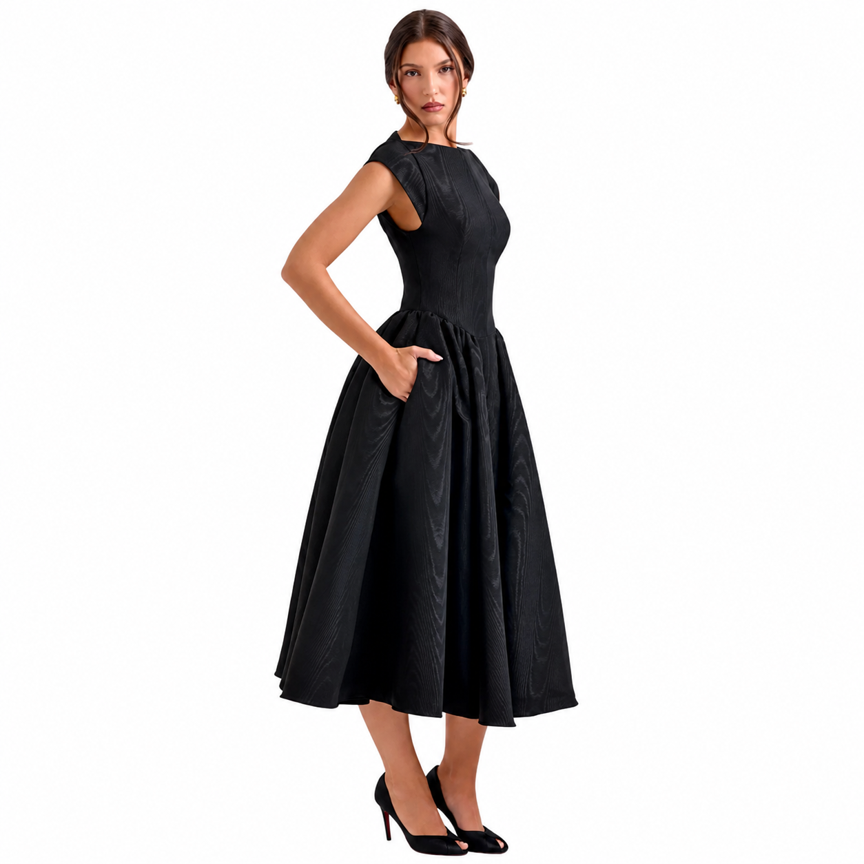 Women's Structured Cap Sleeve Midi Dress – Classic Occasion Dress