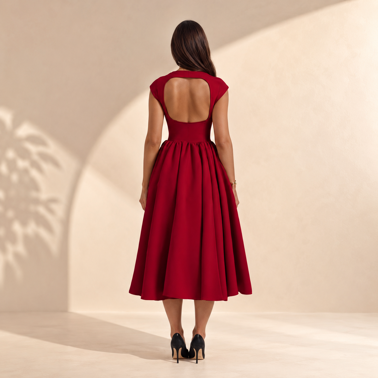 Women's Structured Cap Sleeve Midi Dress – Classic Occasion Dress